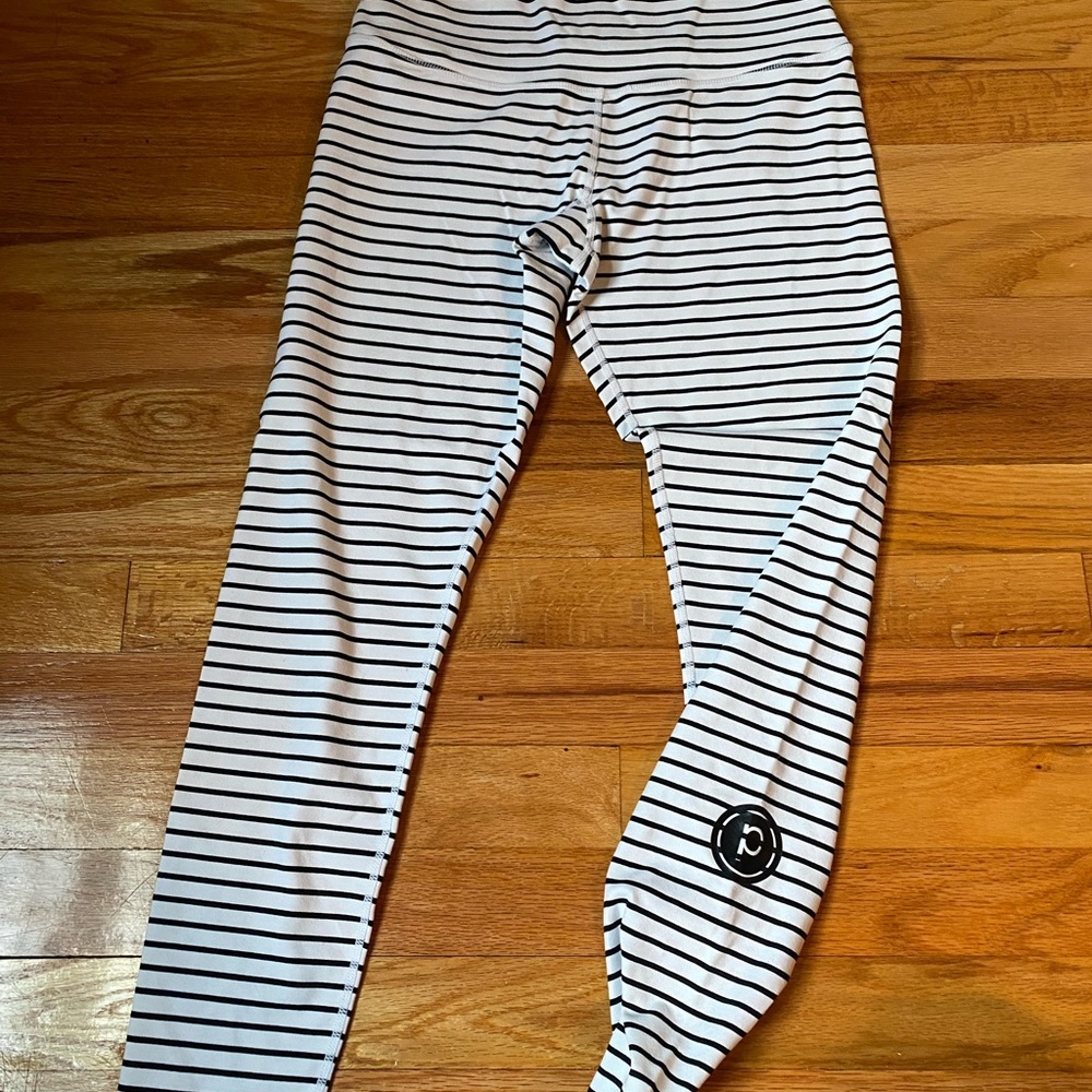Glyder white and black striped leggings